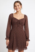 Women's As U Wish Long-Sleeve Polka Dot Mini Dress
