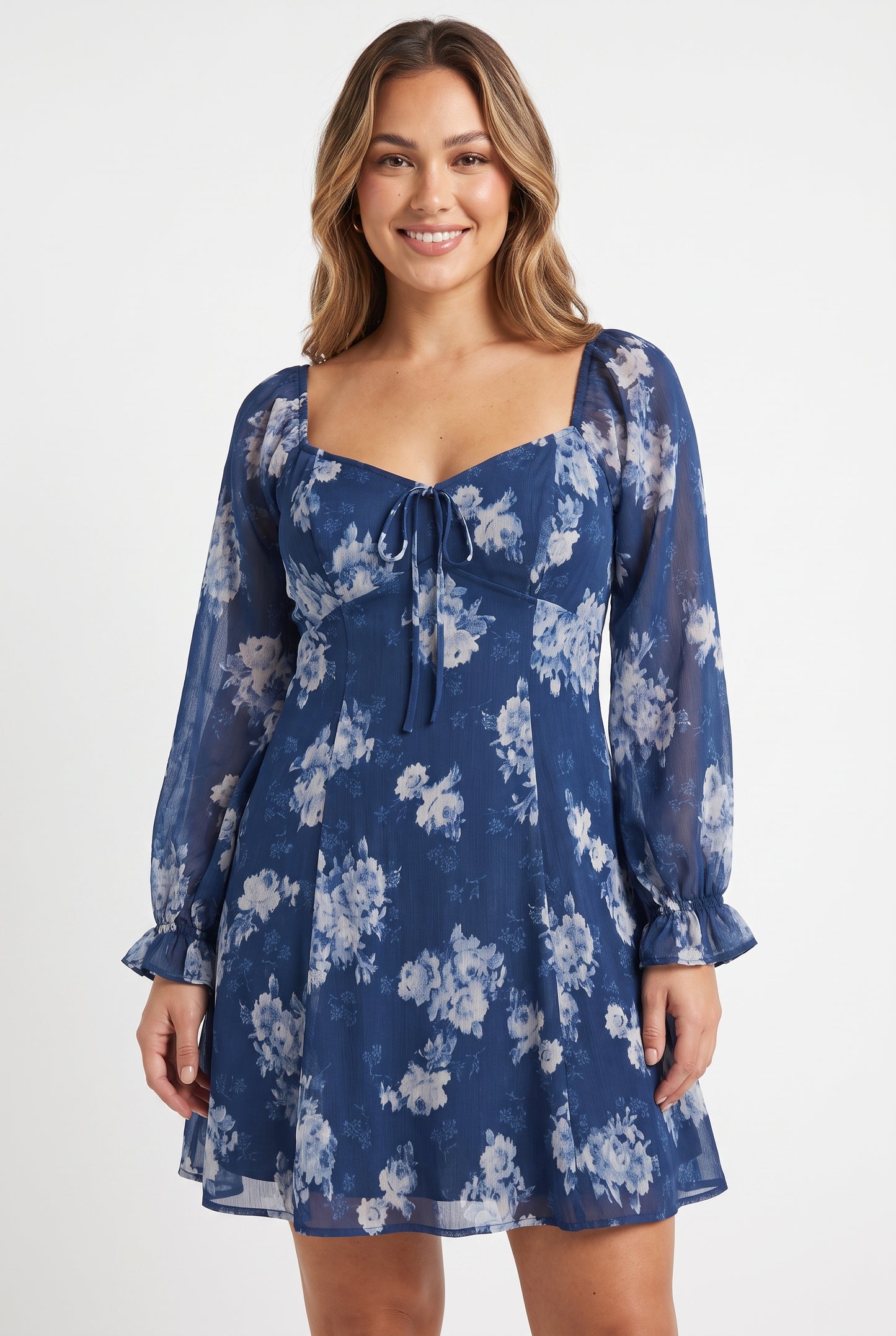 Women's As U Wish Long-Sleeve Floral Mini Dress