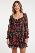 Women's As U Wish Long-Sleeve Floral Mini Dress