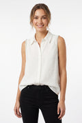 Women's Love & Piece Sleeveless Button-Down Top with Bead Trim