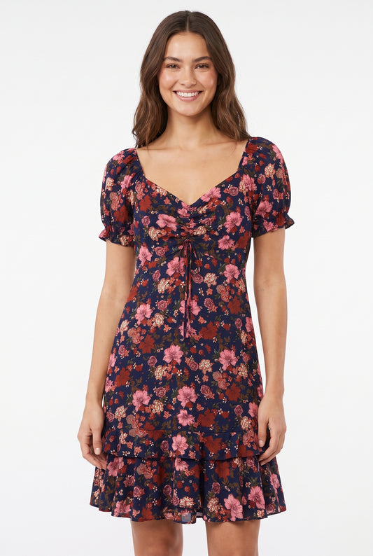 Women's As U Wish Ruffle Hem Floral Mini Dress