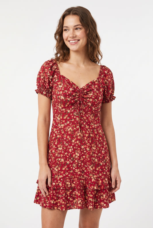 Women's As U Wish Ruffle Hem Floral Mini Dress