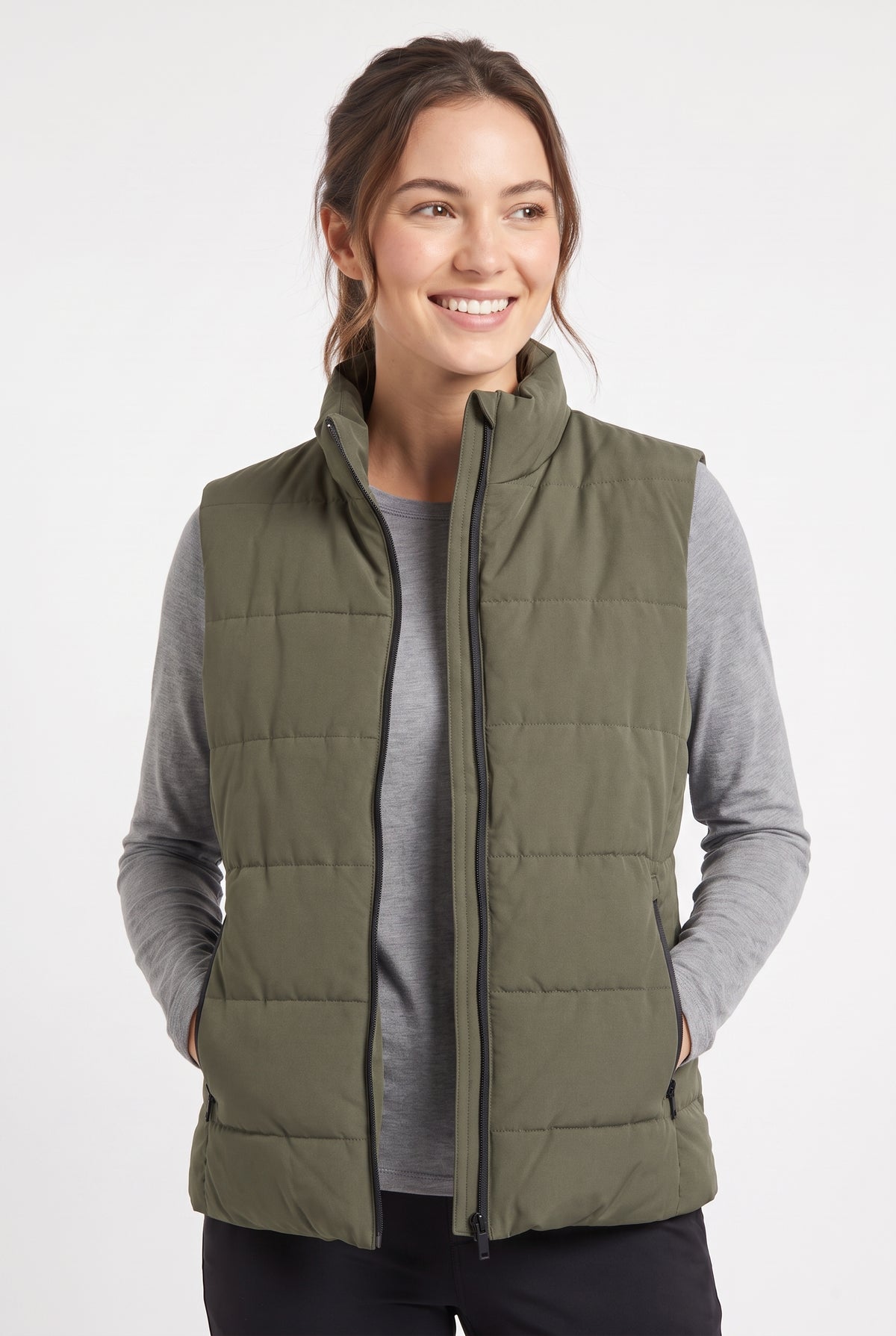 Women's Lily Star Quilted Puffer Vest with Zipper Pockets