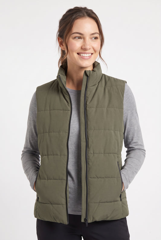Women's Lily Star Quilted Puffer Vest with Zipper Pockets