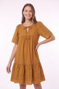 Women's Figueroa & Flower Embroidered Short Sleeve Tiered Dress