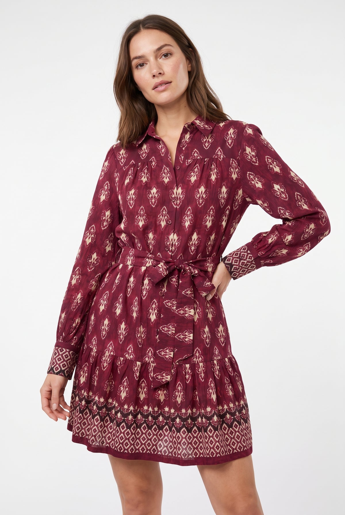 Women's Figueroa & Flower Long-Sleeve Printed Shirt Dress with Tie Waist