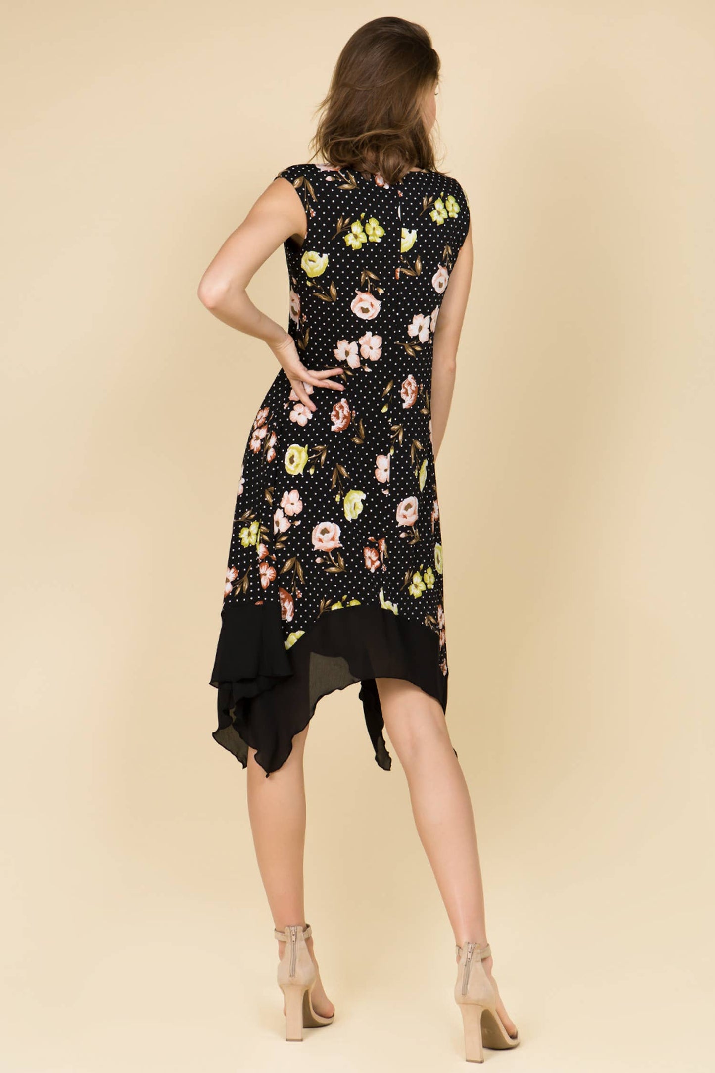 Asymmetric Hem Sweet Floral Midi Knit Dress