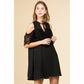All Season Tie Front Mock Neck Lace Ruffle
