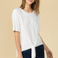 Basic High Low Front Tie Loose Fit Tee Shirts