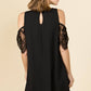 All Season Tie Front Mock Neck Lace Ruffle