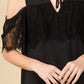 All Season Tie Front Mock Neck Lace Ruffle