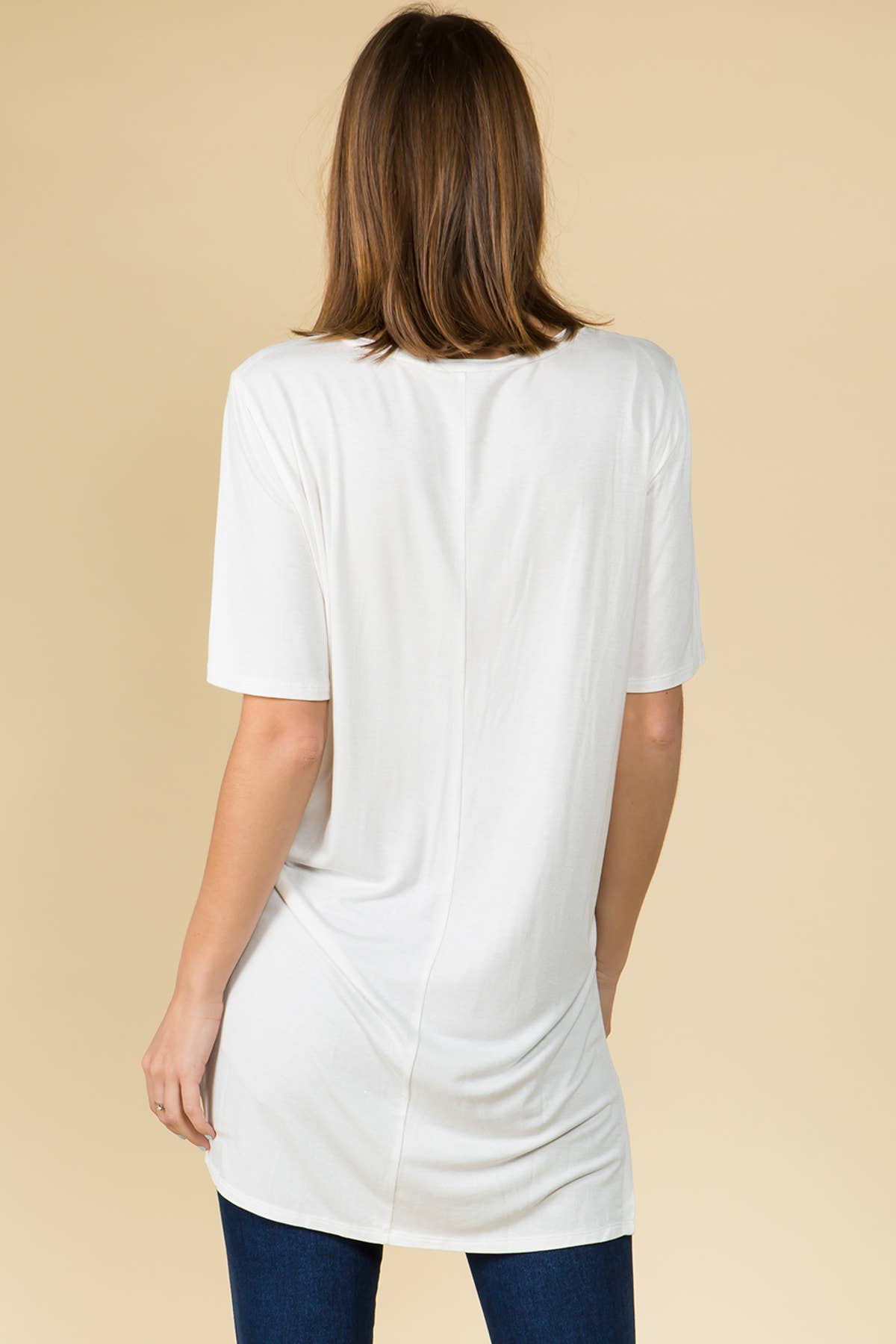 Basic High Low Front Tie Loose Fit Tee Shirts